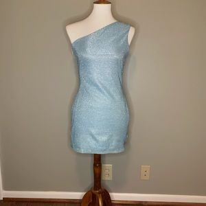 Beautiful shimmering baby blue cocktail dress!